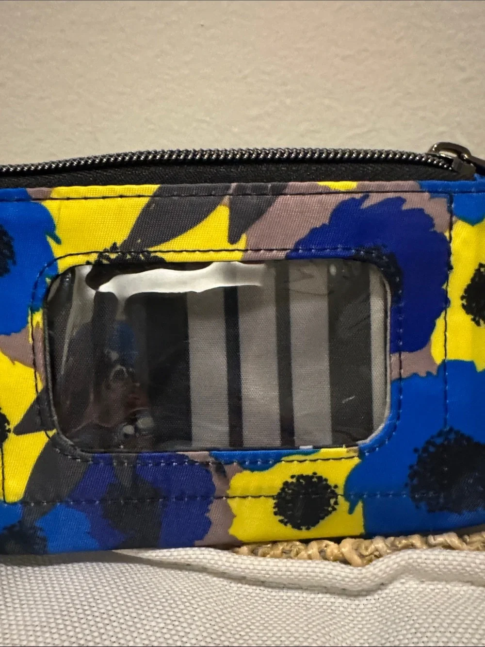 Lug peony blue metro XL wallet/id pouch with lobster claw clip